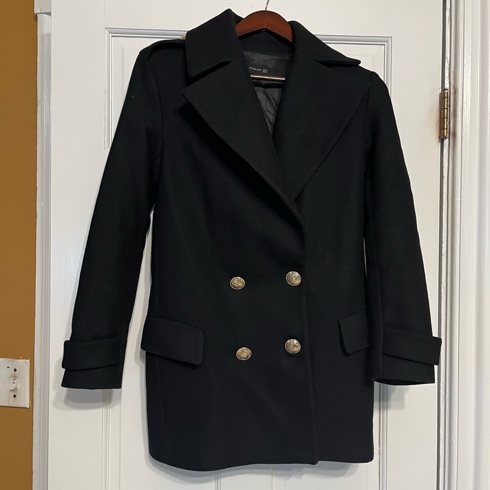 Zara Black Wool Coat XS